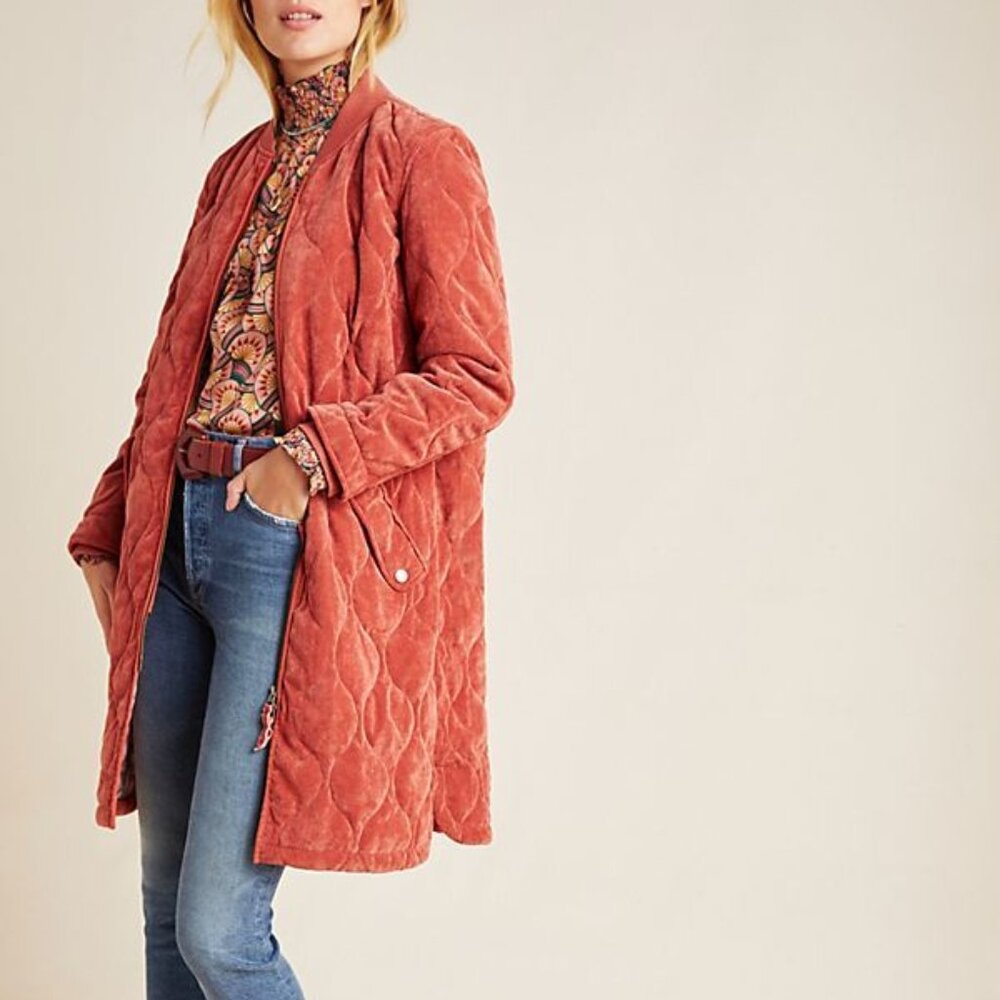 Anthropologie Quilted Velvet Jacket